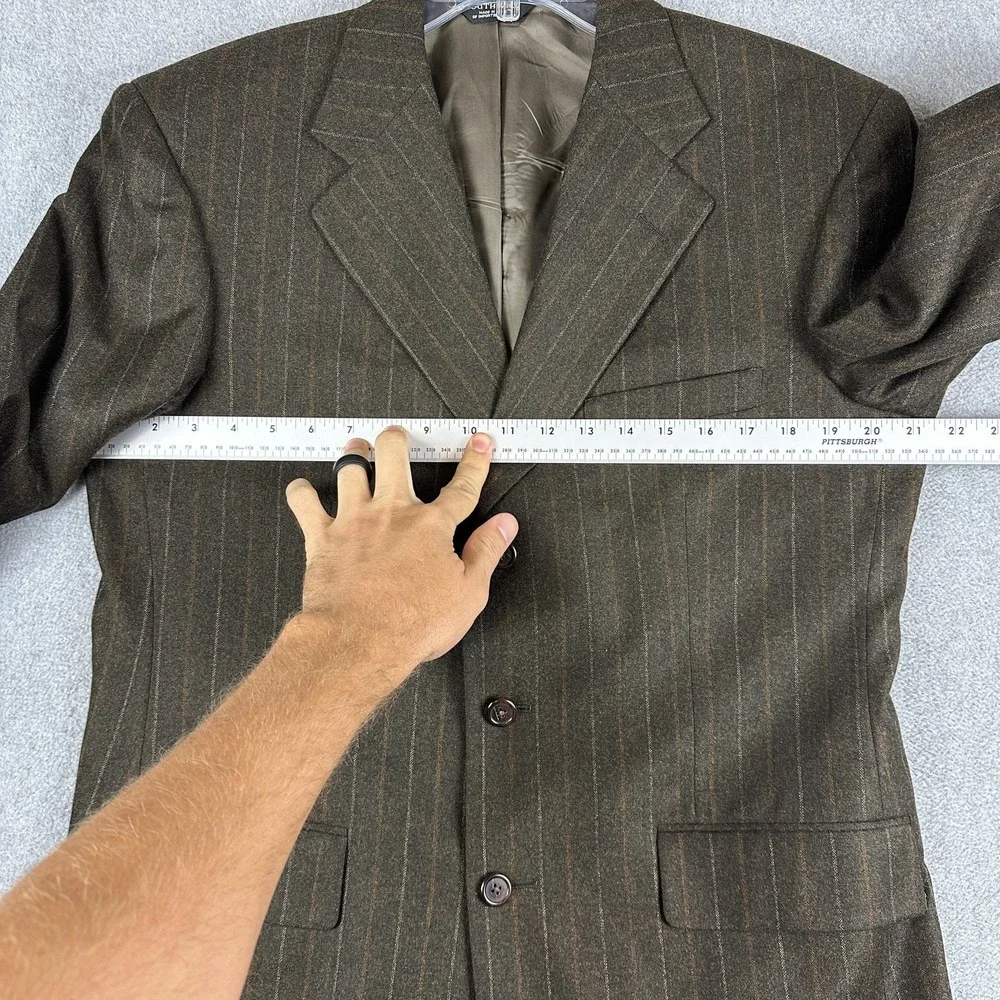Southwick Suit Jacket Mens 42R Brown Pinstripe Wool 2 Button Notch Lapel USA
